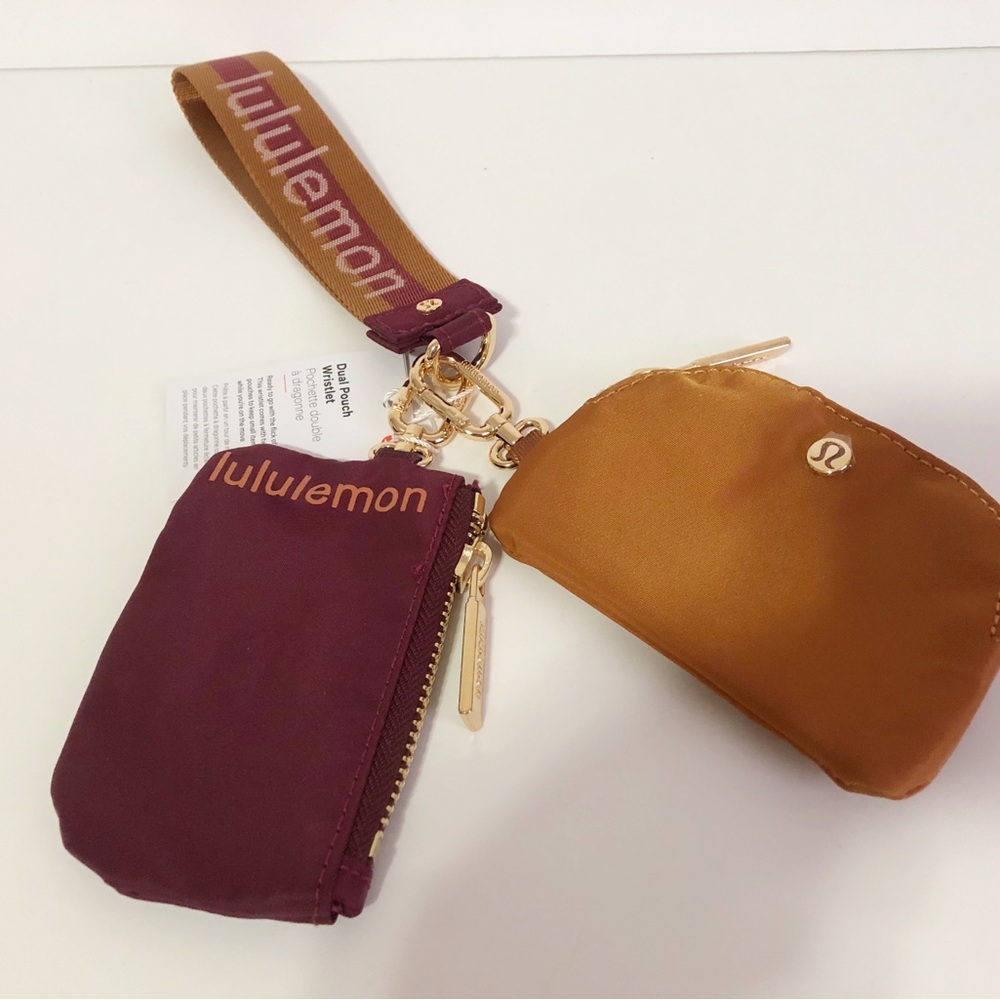 🌸Lululemon Dual Pouch Wristlet Bag  Burgundy Brown NWT